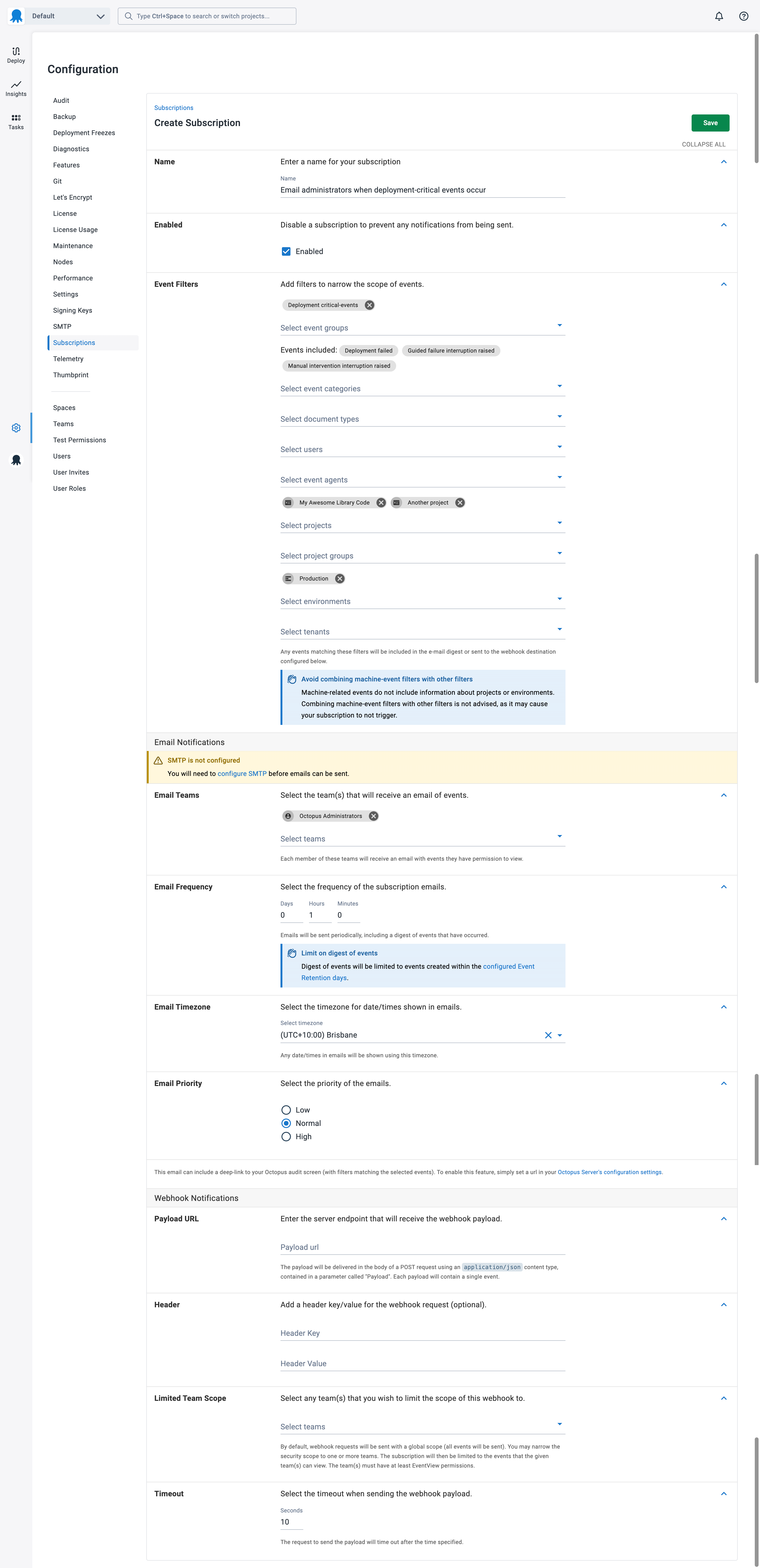 Subscriptions email example