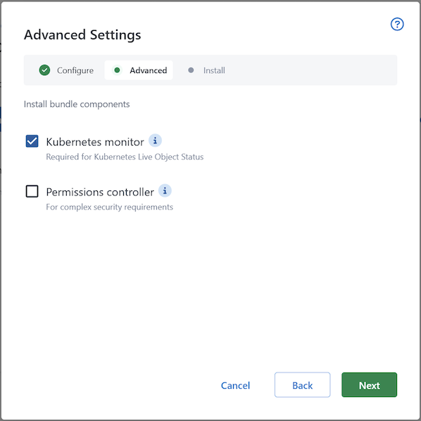 Kubernetes Agent Advanced Settings Page