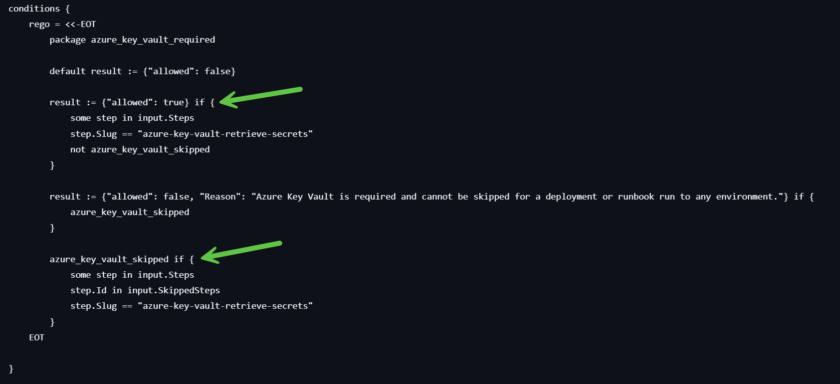 An example of a policy checking both step existence and that it is not skipped