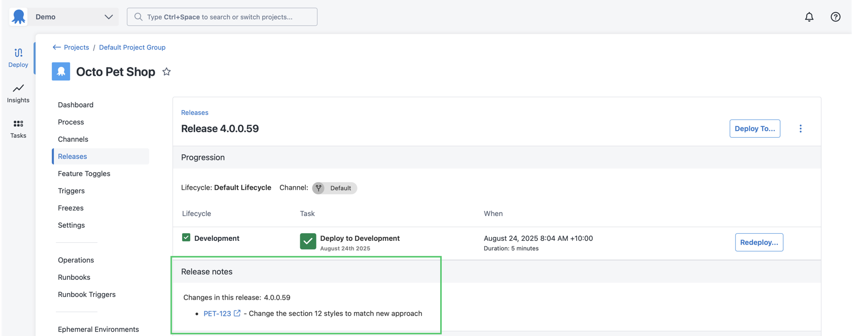Octopus release with Jira issues